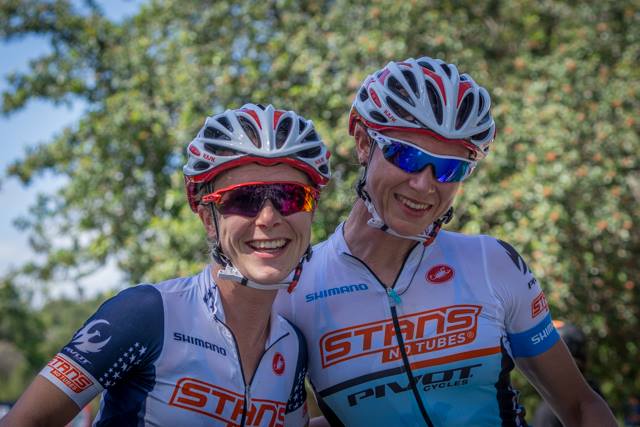 Chloe Woodruff (left) and Rose Grant (right) make up the Stan's NoTubes/Pivot Cycles team at the Whiskey Off-Road.